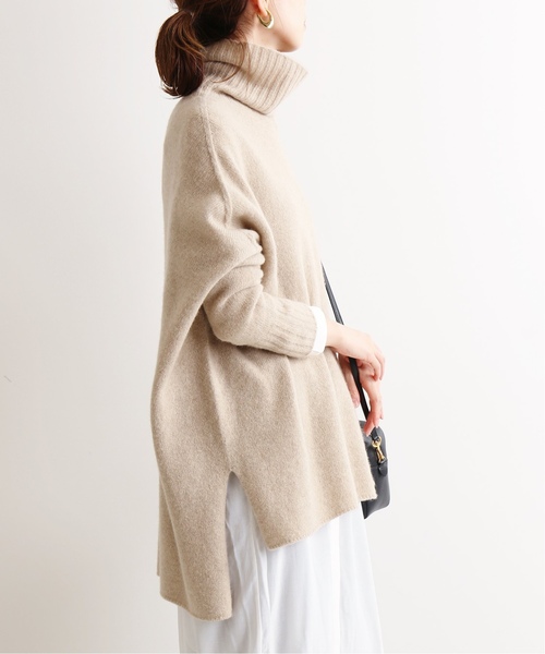 イエナ IENA ラムウールカシミヤゆったりワイド身幅 大人きれいめボートネックニット♪ セールウールカシミヤワイドタートルネックプルオーバー◇（ニット