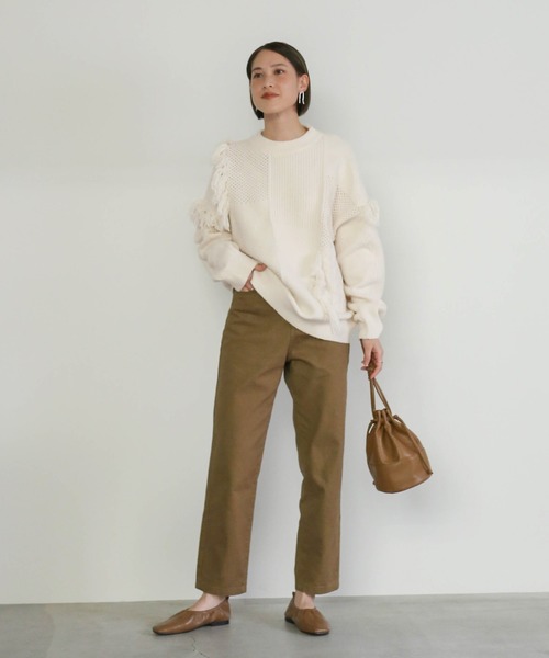 select MOCA(セレクトモカ)の「ランダムフリンジニット(ニット/セーター・レディース・ブラウン/オフホワイト/ナチュラル・FREE)」の8枚目の写真