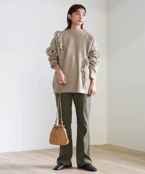select MOCA(セレクトモカ)の「ランダムフリンジニット(ニット/セーター・レディース・ブラウン/オフホワイト/ナチュラル・FREE)」の13枚目の写真