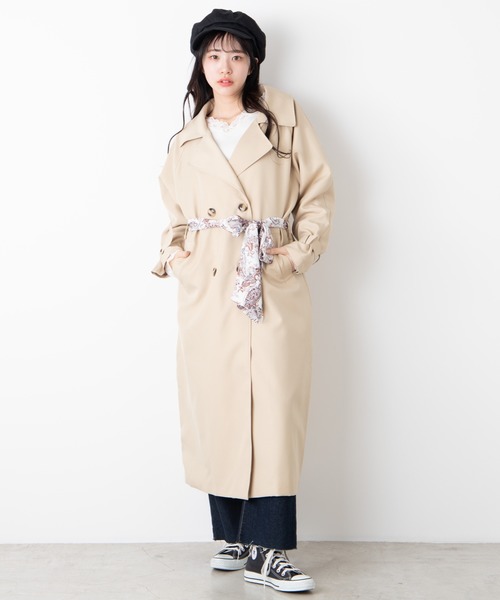 WEGO（ウィゴー）の「WEGO/【3点セット】ダブルベルトトレンチコート/スプリングコート（トレンチコート・レディース・ベージュ・FREE）」の9枚目の写真