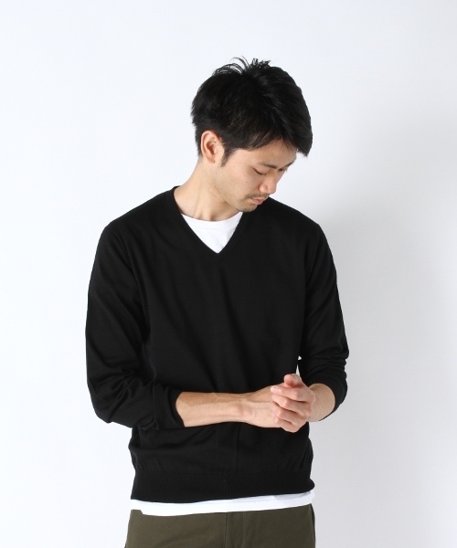 EDIFICE（エディフィス）の「◇16GGニットVネックプルオーバー（ニット/セーター・メンズ・ホワイト/ブラック/グレー/グリーン/ネイビー/ボルドー・46/48/44）」の3枚目の写真