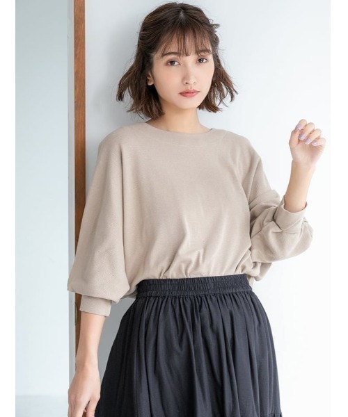 fifth(フィフス)の「リップルドルマンプルオーバー(Tシャツ/カットソー・レディース・ベージュ/グレイッシュベージュ・MEDIUM)」の1枚目の写真