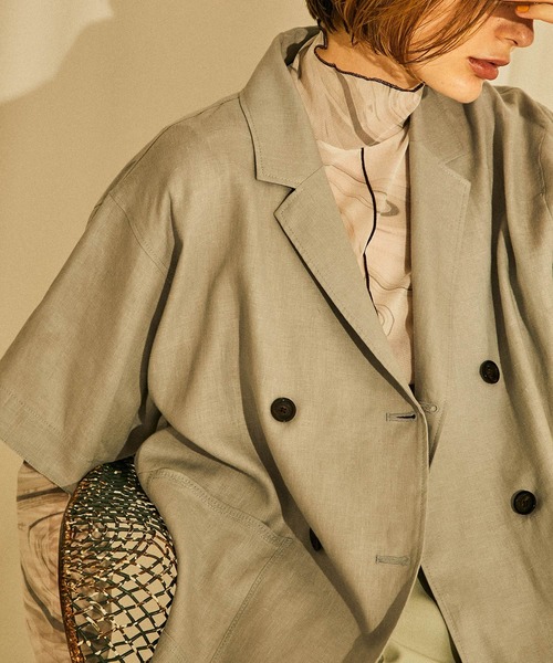 PUBLIC TOKYO（パブリックトウキョウ）の「極 MOIST LINEN JACKET（シャツ/ブラウス・レディース・ホワイト/ベージュ/サックスブルー・FREE）」の3枚目の写真