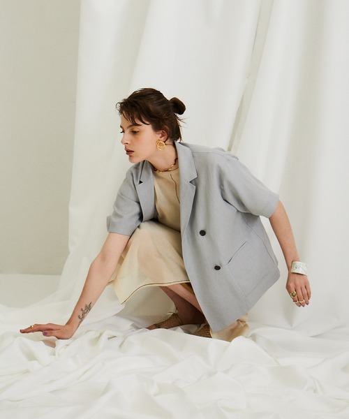 PUBLIC TOKYO（パブリックトウキョウ）の「極 MOIST LINEN JACKET（シャツ/ブラウス・レディース・ホワイト/ベージュ/サックスブルー・FREE）」の6枚目の写真