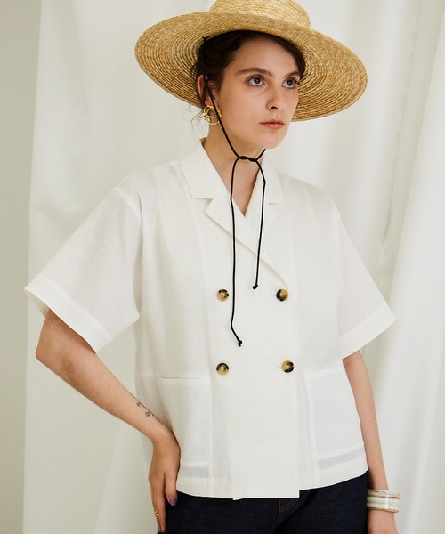 PUBLIC TOKYO（パブリックトウキョウ）の「極 MOIST LINEN JACKET（シャツ/ブラウス・レディース・ホワイト/ベージュ/サックスブルー・FREE）」の8枚目の写真