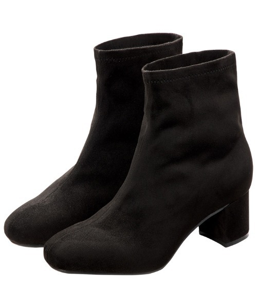 GeeRA（ジーラ）の「スクエアトゥストレッチショートブーツ（ヒール高5.5cm）（ブーツ・レディース・ブラック/ブラウン/アイボリー/モカ/ブラック系その他/ダークブラウン/ベージュ・SMALL/MEDIUM/LARGE/X-LARGE）」の3枚目の写真