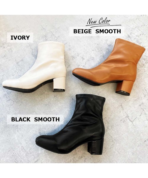 GeeRA（ジーラ）の「スクエアトゥストレッチショートブーツ（ヒール高5.5cm）（ブーツ・レディース・ブラック/ブラウン/アイボリー/モカ/ブラック系その他/ダークブラウン/ベージュ・SMALL/MEDIUM/LARGE/X-LARGE）」の18枚目の写真