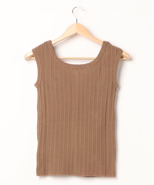 flower(フラワー)の「デイリーリブトップ(Tシャツ/カットソー・レディース・カーキ/アイボリー・FREE)」の3枚目の写真