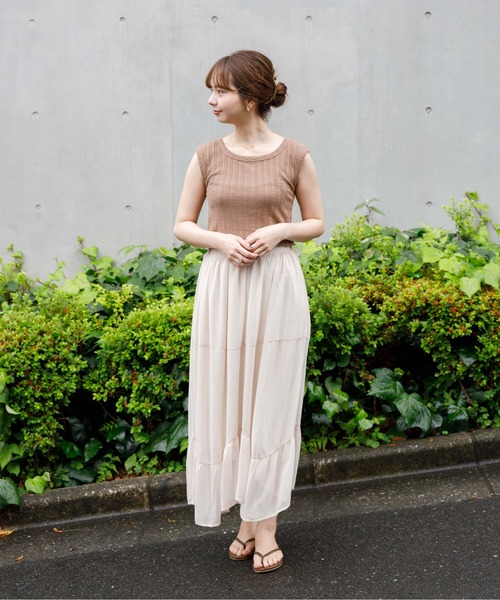 flower(フラワー)の「デイリーリブトップ(Tシャツ/カットソー・レディース・カーキ/アイボリー・FREE)」の7枚目の写真