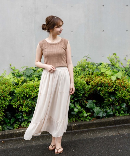 flower(フラワー)の「デイリーリブトップ(Tシャツ/カットソー・レディース・カーキ/アイボリー・FREE)」の5枚目の写真