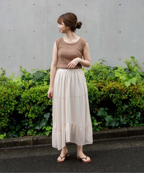 flower(フラワー)の「デイリーリブトップ(Tシャツ/カットソー・レディース・カーキ/アイボリー・FREE)」の13枚目の写真