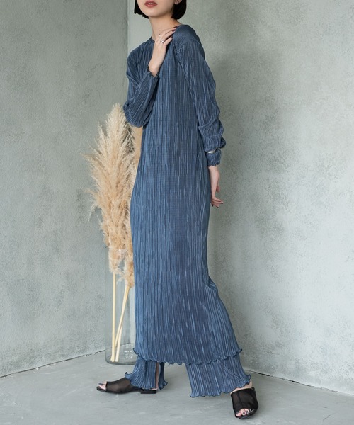 Aunt Marie's（アントマリーズ）の「【前後2WAY】ミニプリーツロングスリーブワンピース / AUNT MARIE'S（ワンピース・レディース・ブラック/ベージュ/グリーン/ブルー・FREE）」の20枚目の写真