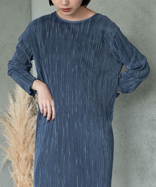 Aunt Marie's（アントマリーズ）の「【前後2WAY】ミニプリーツロングスリーブワンピース / AUNT MARIE'S（ワンピース・レディース・ブラック/ベージュ/グリーン/ブルー・FREE）」の17枚目の写真