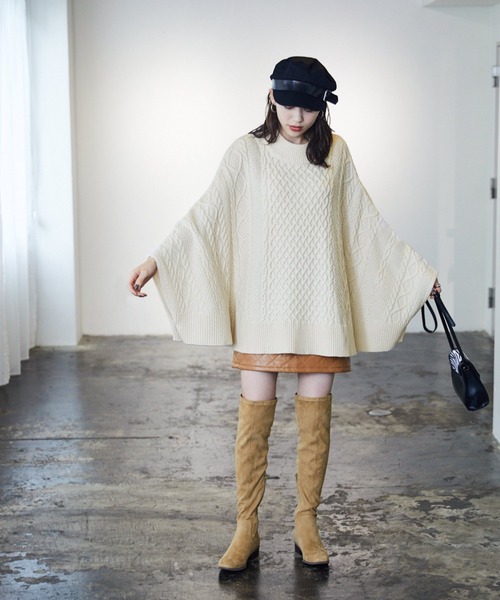 Heather（ヘザー）の「ケーブルニットポンチョ 919025（ニット