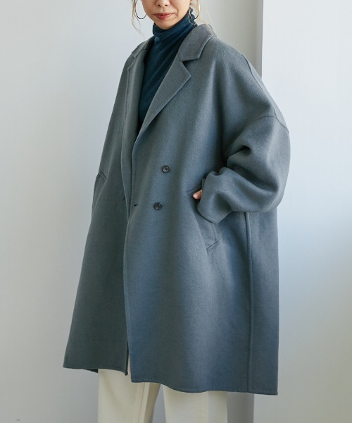 Foyer ルフォワイエ のファッション Le ジャケット アウター ウール混 コクーンシルエット チェスターコート リバーチェスター チェスターコート Le 短納期 チェスターコート