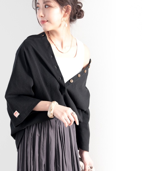 Java（ジャバ）の「《JaVaジャバ コラボ》綿100％　前後２way楽しめる♪ヘンリーラグラントップス（Tシャツ/カットソー・レディース・ホワイト/ブラック/ナチュラル/グレイッシュベージュ・MEDIUM/LARGE/X-LARGE）」の8枚目の写真