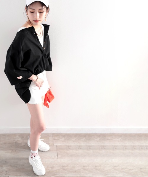 Java（ジャバ）の「《JaVaジャバ コラボ》綿100％　前後２way楽しめる♪ヘンリーラグラントップス（Tシャツ/カットソー・レディース・ホワイト/ブラック/ナチュラル/グレイッシュベージュ・MEDIUM/LARGE/X-LARGE）」の14枚目の写真