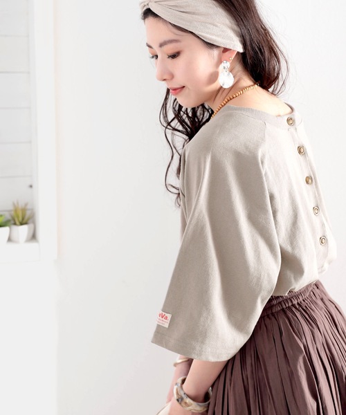 Java（ジャバ）の「《JaVaジャバ コラボ》綿100％　前後２way楽しめる♪ヘンリーラグラントップス（Tシャツ/カットソー・レディース・ホワイト/ブラック/ナチュラル/グレイッシュベージュ・MEDIUM/LARGE/X-LARGE）」の15枚目の写真