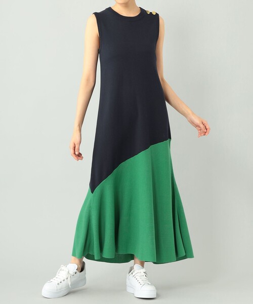 GRACE CLASS(グレースクラス)の「バイカラーニットワンピース(ワンピース・レディース・ホワイト/ネイビー・36)」の2枚目の写真