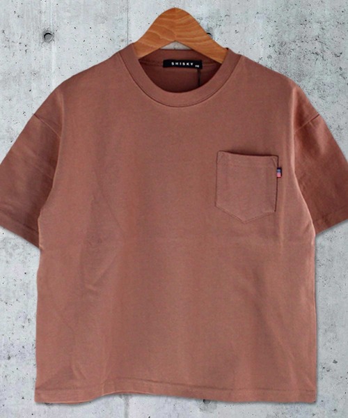 THE CASUAL（カジュアル）の「【USAコットン綿100%】ビッグシルエットポケット付き無地半袖Tシャツ カットソー キッズ（Tシャツ/カットソー・キッズ・オフホワイト/モカ/ネイビー/ピンク/ブラック/カーキ/ベージュ/ラベンダー/チャコール/ミント・130cm/110cm/140cm/150cm/120cm/160cm）」の5枚目の写真