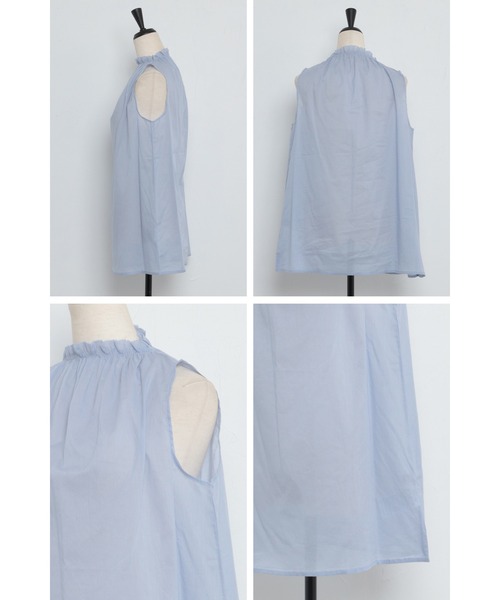 Bonjour Sagan(ボンジュールサガン)の「フリルネックノースリーブブラウス(タンクトップ・レディース・ホワイト/ブラック/サックスブルー・FREE)」の21枚目の写真