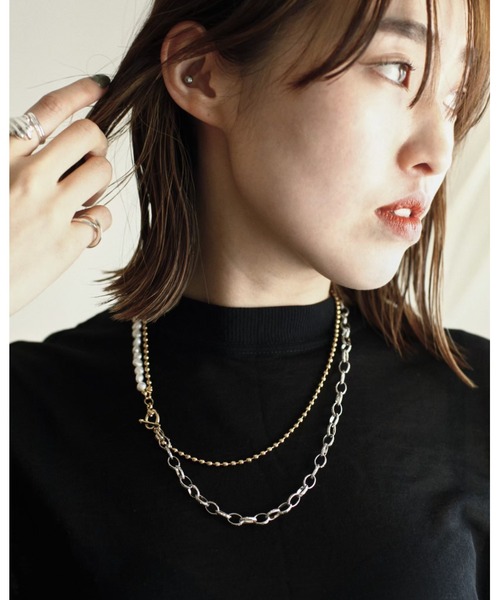 mou(モウ)の「Mixed chain necklace(ネックレス・レディース・ゴールド・FREE)」の7枚目の写真