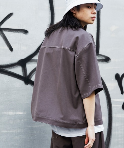 BASQUE magenta(バスクマゼンタ)の「<セットアップ>T/R ストレッチ オーバーサイズ ステッチ CPOシャツジャケット&ベイカーワイドアンクルパンツ(セットアップ・メンズ・ブラック/ライラック/ベージュ系その他/スモークグレー/グリーン/グレイッシュベージュ/グリーン系その他/グレー系その他/ブラック系その他・L/M/LARGE/MEDIUM)」の14枚目の写真