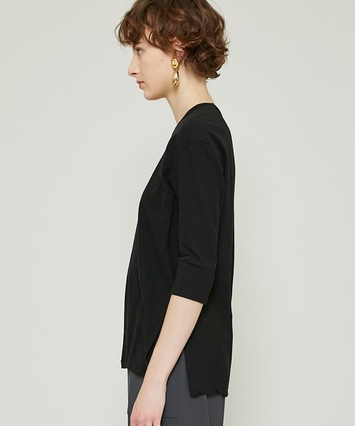 FEMMENT(ファモン)の「【FEMMENT(ファモン)】タイトツイストコットンジャージーサイドスリットTシャツ/LJ11-607(Tシャツ/カットソー・レディース・ホワイト/ブラック・1)」の8枚目の写真