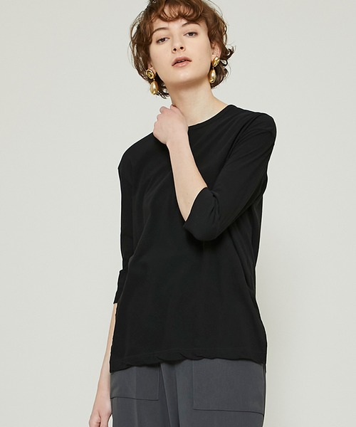 FEMMENT(ファモン)の「【FEMMENT(ファモン)】タイトツイストコットンジャージーサイドスリットTシャツ/LJ11-607(Tシャツ/カットソー・レディース・ホワイト/ブラック・1)」の10枚目の写真