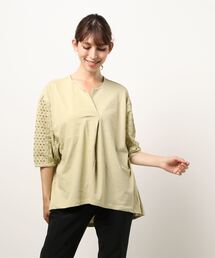 earth music&ecology | スリーブアイレットレースカットソー ＊(Tシャツ/カットソー)