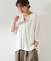 earth music&ecology | スリーブアイレットレースカットソー ＊(Tシャツ/カットソー)