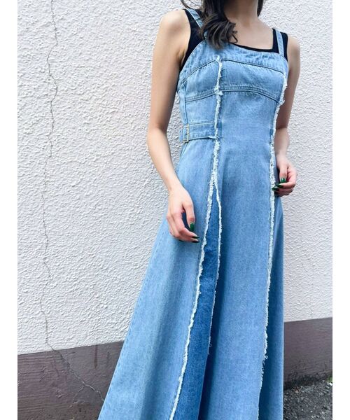 サイド ベルト デニム ワンピース EMODA（エモダ）の「サイドベルトデニムワンピース（ワンピース