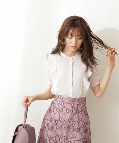 PROPORTION BODY DRESSING（プロポーションボディドレッシング）の「ラッフル切替ブラウス / 1211210500（シャツ/ブラウス・レディース・グレー/ブルー/ダークベージュ・MEDIUM/SMALL）」の2枚目の写真