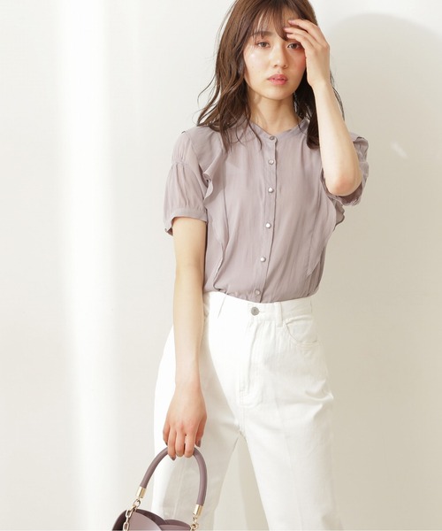 PROPORTION BODY DRESSING（プロポーションボディドレッシング）の「ラッフル切替ブラウス / 1211210500（シャツ/ブラウス・レディース・グレー/ブルー/ダークベージュ・MEDIUM/SMALL）」の6枚目の写真