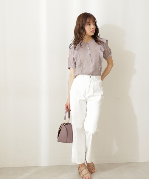 PROPORTION BODY DRESSING（プロポーションボディドレッシング）の「ラッフル切替ブラウス / 1211210500（シャツ/ブラウス・レディース・グレー/ブルー/ダークベージュ・MEDIUM/SMALL）」の4枚目の写真