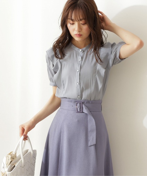 PROPORTION BODY DRESSING（プロポーションボディドレッシング）の「ラッフル切替ブラウス / 1211210500（シャツ/ブラウス・レディース・グレー/ブルー/ダークベージュ・MEDIUM/SMALL）」の12枚目の写真