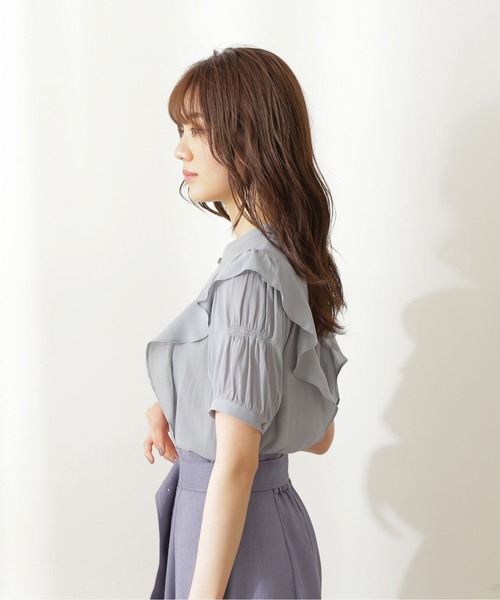 PROPORTION BODY DRESSING（プロポーションボディドレッシング）の「ラッフル切替ブラウス / 1211210500（シャツ/ブラウス・レディース・グレー/ブルー/ダークベージュ・MEDIUM/SMALL）」の14枚目の写真