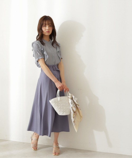 PROPORTION BODY DRESSING（プロポーションボディドレッシング）の「ラッフル切替ブラウス / 1211210500（シャツ/ブラウス・レディース・グレー/ブルー/ダークベージュ・MEDIUM/SMALL）」の11枚目の写真