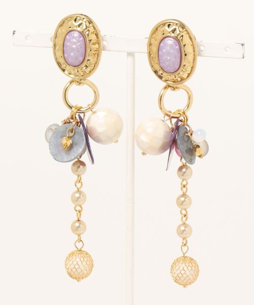 tone(トーン)の「【stella】パープルビューティー2way ピアス(MA)(ピアス(両耳用)・レディース・パープル・FREE)」の1枚目の写真