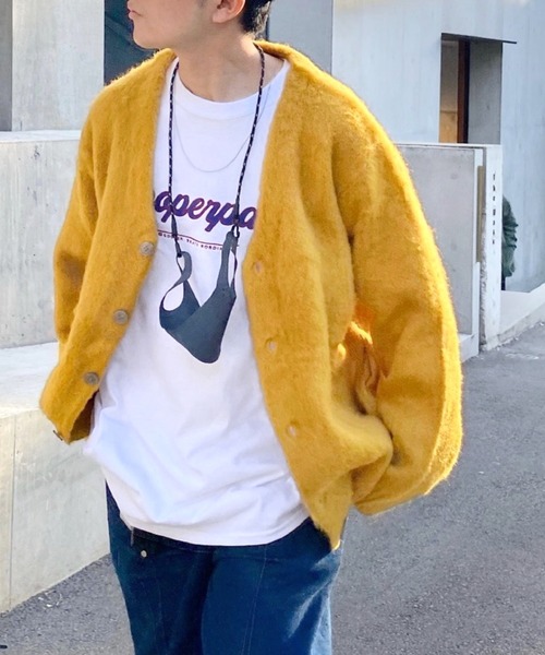 WHO'S WHO gallery（フーズフーギャラリー）の「【KOOKY'N/クーキー】アルパカ混モヘアライクカーディガン（カーディガン/ボレロ・メンズ・ブラック/レッド/サックスブルー/ブルー/グリーン/ミント/マスタード・FREE）」の6枚目の写真