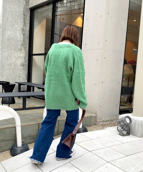 WHO'S WHO gallery（フーズフーギャラリー）の「【KOOKY'N/クーキー】アルパカ混モヘアライクカーディガン（カーディガン/ボレロ・メンズ・ブラック/レッド/サックスブルー/ブルー/グリーン/ミント/マスタード・FREE）」の11枚目の写真