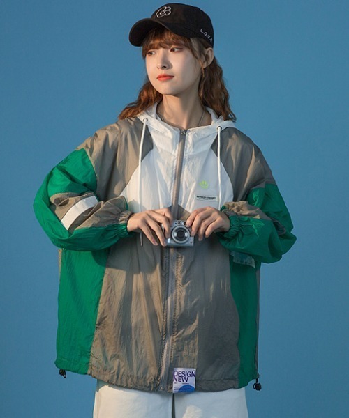 MANGROVE(マングローブ)の「配色切替Thinブルゾン(ブルゾン・レディース・ピンク/グリーン・FREE)」の2枚目の写真