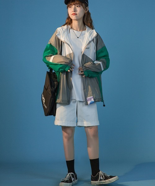 MANGROVE(マングローブ)の「配色切替Thinブルゾン(ブルゾン・レディース・ピンク/グリーン・FREE)」の8枚目の写真