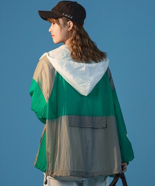 MANGROVE(マングローブ)の「配色切替Thinブルゾン(ブルゾン・レディース・ピンク/グリーン・FREE)」の9枚目の写真