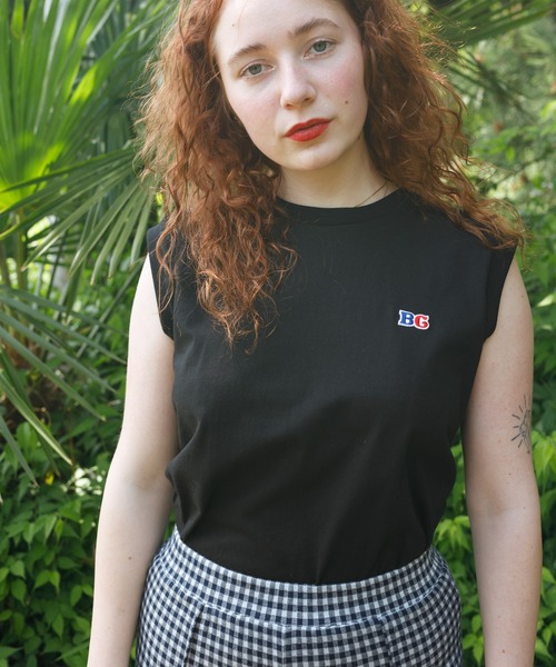 Bonjour Girl（ボンジュールガール）の「BG　ワッペンノースリーブ Tシャツ（Tシャツ/カットソー・レディース・ホワイト/ブラック・FREE）」の7枚目の写真