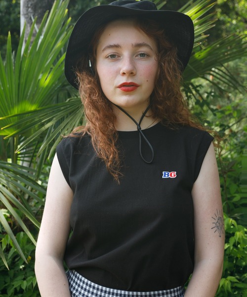 Bonjour Girl（ボンジュールガール）の「BG　ワッペンノースリーブ Tシャツ（Tシャツ/カットソー・レディース・ホワイト/ブラック・FREE）」の10枚目の写真