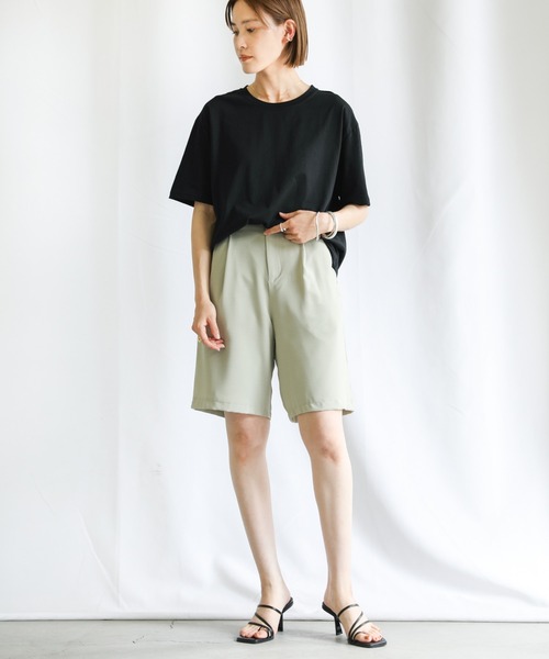 select MOCA(セレクトモカ)の「シンプルデザインリラックスTシャツ(Tシャツ/カットソー・レディース・ブラック/パープル/オフホワイト/ライトグリーン/アイボリー・FREE)」の15枚目の写真