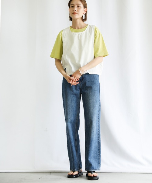 select MOCA(セレクトモカ)の「シンプルデザインリラックスTシャツ(Tシャツ/カットソー・レディース・ブラック/パープル/オフホワイト/ライトグリーン/アイボリー・FREE)」の9枚目の写真