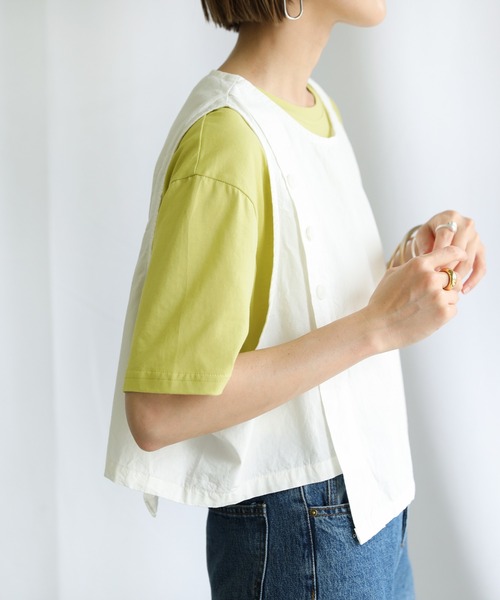 select MOCA(セレクトモカ)の「シンプルデザインリラックスTシャツ(Tシャツ/カットソー・レディース・ブラック/パープル/オフホワイト/ライトグリーン/アイボリー・FREE)」の22枚目の写真