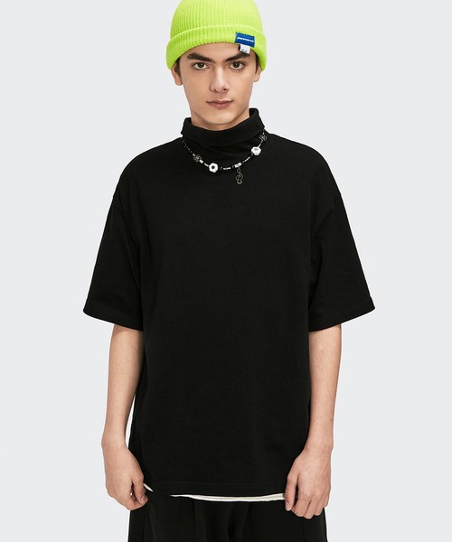 INFLATION（インフレーション）の「INFLATION(インフレーション)ハイネックハーフスリーブTシャツ（Tシャツ/カットソー・メンズ・ライトグレー/ブラック/ホワイト/カーキ/グレー/ダークグレー・XL/M/L）」の3枚目の写真